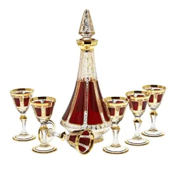 Gläser Mit Karaffe^Art Glass Likörset Red Queen 7-tlg