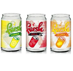 Frauen|Saft- & Wassergläser^Cristalica Limoglas Trinkbecher Lemon, Orange, Cola 450 ml