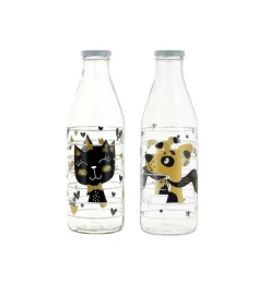 Kinder|Halloween^Glaswaren sonstige Milchflasche Glasflasche mit Deckel Golden Pets 1000 ml