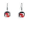 Ohrringe|Fusing Glasschmuck^Schmuck Ohrringe mit Glasstein Rot Weiß Fusing