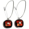 Ohrringe|Fusing Glasschmuck^Cristalica Art Glass Ohrringe mit Glasstein Rot Schwarz Fusing