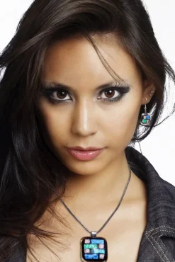 Ohrringe|Fusing Glasschmuck^Cristalica Ohrringe mit Glasstein Silber Blau Fusing