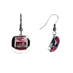 Ohrringe|Fusing Glasschmuck^Schmuck Ohrringe mit Glasstein Violett Fusing