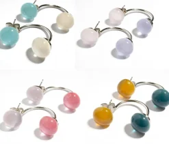 Ohrringe|Fusing Glasschmuck^Cristalica Kingdom Ohrstecker mit 2 Glassteinen Fresh Opal