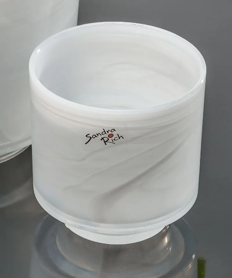 Orchideentopf & Stäbe|Kerzenhalter^Glaswaren sonstige Orchideentopf aus Glas weiß Alabaster 10cm Übertopf Windlicht Votiv Dekoration