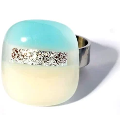 Ringe|Fusing Glasschmuck^Cristalica Kingdom Ring mit Glasstein Fresh Opal