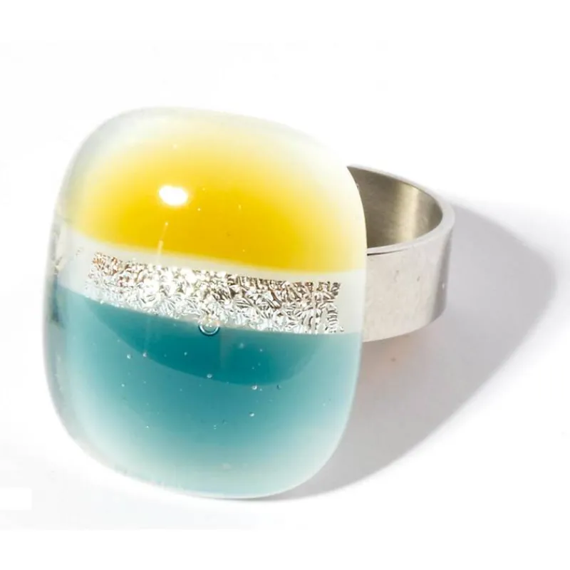 Ringe|Fusing Glasschmuck^Cristalica Kingdom Ring mit Glasstein Fresh Opal