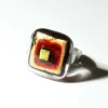 Ringe|Fusing Glasschmuck^Cristalica Ring mit Glasstein Rot Gold Fusing