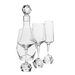 Weingläser^Fan Unikate Rotweinglas Basic Diamonds 390m, Transparent, aus Bleikristall