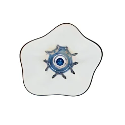 Schalen^Art Glass Schale mit blauem Fuss "Stiller" (30cm)