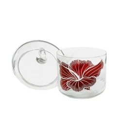 Dosen^Art Glass Schale mit Deckel Red Queen 18 cm, Transparent/Rot, aus Glas