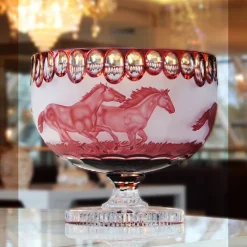 Schalen^Art Glass Schale mit Fuß handgeschliffen rot 
