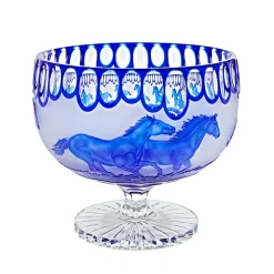 Schalen^Art Glass Schale mit Fuß handgeschliffen blau "King" (29 cm)