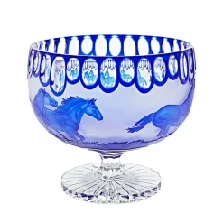 Schalen^Art Glass Schale mit Fuß handgeschliffen blau "King" (29 cm)
