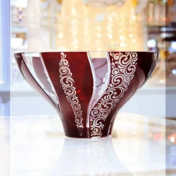 Schalen^Art Glass Schale Red Queen 25 cm, Rot/Weiß, aus Glas