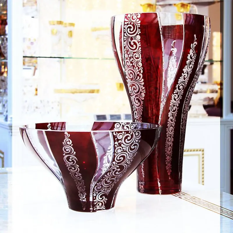 Schalen^Art Glass Schale Red Queen 25 cm, Rot/Weiß, aus Glas