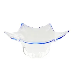 Schalen^Art Glass Schale White Queen 28 cm, Weiß/Blau, aus Glas