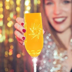 Gläserset^Cristalica Sektflöte gelb Schleuderstern 6er Set (180ml)