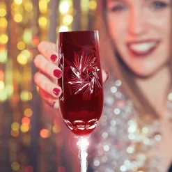 Gläserset^Cristalica Sektflöte rot Schleuderstern 6er Set (180ml)