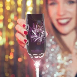 Gläserset^Cristalica Sektflöte violett Schleuderstern 6er Set (180ml)