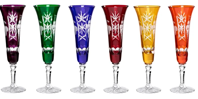 Sektgläser|Farbige Gläser^Cristalica Kingdom Sektglas Sektkelch Champagnerglas Handgeschliffen Traube Kristall Glas 140 ml