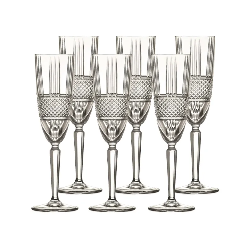Sektgläser|Gläserset^Cristalica Sektglas Sektkelch Champagnerglas Brillante Retro Nostalgie 6er Set 190ml