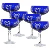 Gläserset^Cristalica Sektschale blau Schleuderstern 6er Set (200ml)