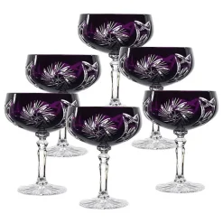 Gläserset^Cristalica Sektschale violett Schleuderstern 6er Set (200ml)