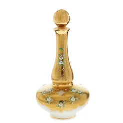 Karaffe & Dekanter^Art Glass Servierflasche mit Verschluss White Queen 37cm, Weiß/Gold, aus Glas