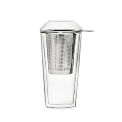 Tassen|Gläser Doppelwandig^Fan Unikate Teeglas mit Sieb und Deckel Thermo 340ml