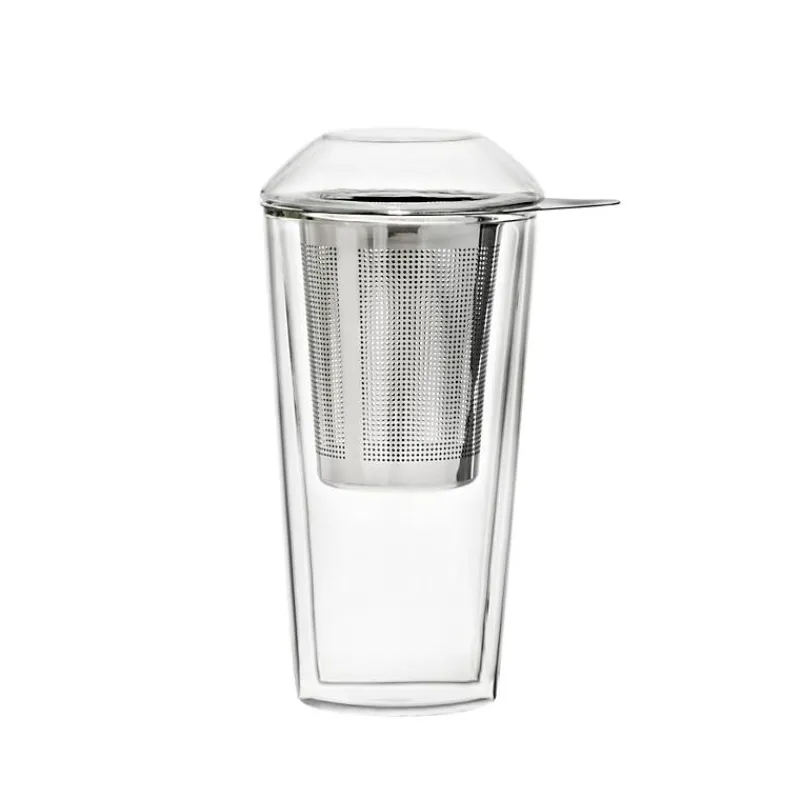 Tassen|Gläser Doppelwandig^Fan Unikate Teeglas mit Sieb und Deckel Thermo 340ml