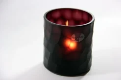 Halloween|Valentienstag^Art Glass Teelichtglas Kerzenhalter Votiv Windlicht Moonlight Höhe 9,5cm violett Handmade