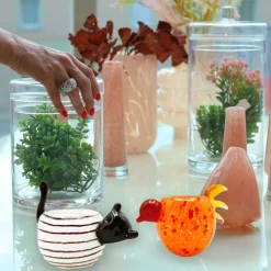 Halloween|Ostern^Cristalica Teelichthalter Katze Glas Höhe ca. 13cm Handarbeit