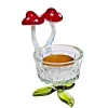 Frauen|Blumen^Art Glass Teelichthalter mit Pilzen Blumen 7,5cm Glas Kerzenhalter Dekoration Geschenk
