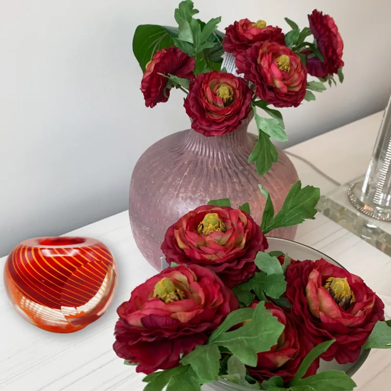 Valentienstag|Halloween^Cristalica Teelichthalter Murano-Stil Rund Höhe ca. 8cm Handarbeit