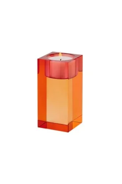 Kerzenhalter^Cristalica Teelichthalter Sari Kristallglas 10,3cm orange/rosa