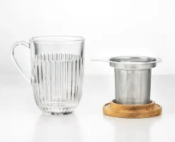 Weihnachten|Weihnachten^Cristalica Teetasse Ouessant 400ml Glastasse Heckelbecher mit Sieb und Deckel Geschenkset