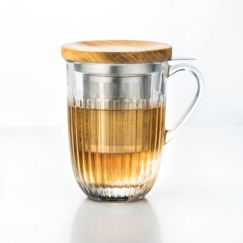 Weihnachten|Weihnachten^Cristalica Teetasse Ouessant 400ml Glastasse Heckelbecher mit Sieb und Deckel Geschenkset