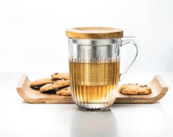 Weihnachten|Weihnachten^Cristalica Teetasse Ouessant 400ml Glastasse Heckelbecher mit Sieb und Deckel Geschenkset