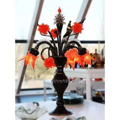 Leuchter & Lampen^Beleuchtung Tischleuchte Flambo Orange "Murano" (Ø50cm,H45cm)