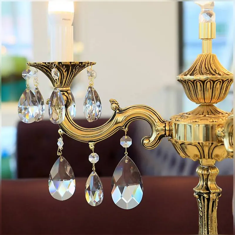 Leuchter & Lampen^Beleuchtung Tischleuchter Mandy Erleuchtung, Gold/Violett, aus Glas