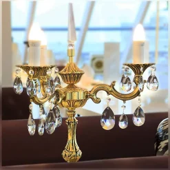 Leuchter & Lampen^Beleuchtung Tischleuchter Mandy Erleuchtung, Gold/Violett, aus Glas