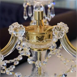 Leuchter & Lampen^Beleuchtung Tischleuchter Stephanie Erleuchtung, Gold/Transparent, aus Glas