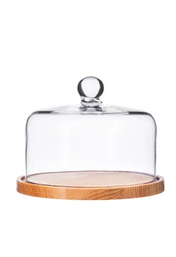 Teller & Platten|Kuchen & Torten^Cristalica Kingdom Tortenplatte Holz mit Glasdeckel Durchmesser ca. 20cm Kuchenplatte mit Deckel