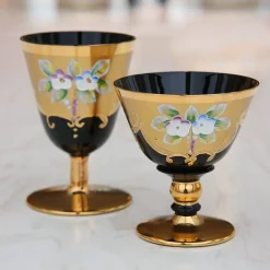 Weingläser|Farbige Gläser^Art Glass Trinkbecher Black Queen 80 ml, Gold/Braun, aus Glas