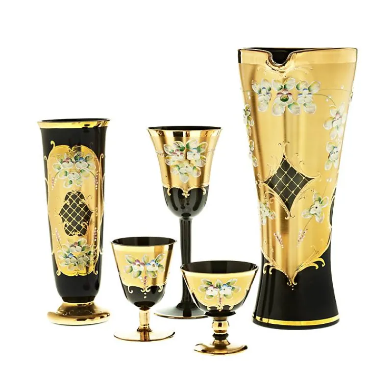 Weingläser|Farbige Gläser^Art Glass Trinkbecher Black Queen 80 ml, Gold/Braun, aus Glas