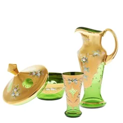 Saft- & Wassergläser^Art Glass Trinkbecher Green Queen 250 ml, Grün/Gold, aus Glas