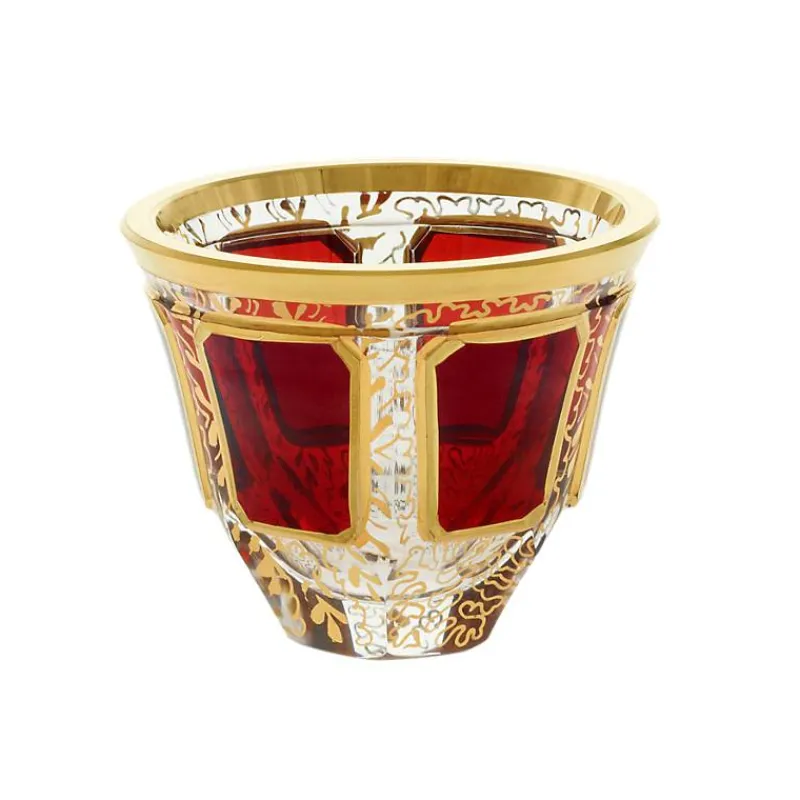 Likör & Wodkagläser|Farbige Gläser^Art Glass Trinkbecher Red Queen 5 cm, Rot/Gold, aus Glas