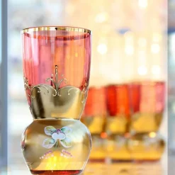 Saft- & Wassergläser^Art Glass Trinkbecher Red Queen 250 ml, Rot/Gold, aus Glas