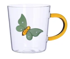 Valentienstag|Kinder^Cristalica Trinkglas Saftglas Becherglas Wasserglas mit Henkel & Tiere Rot/Gelb/Grün/Transparent